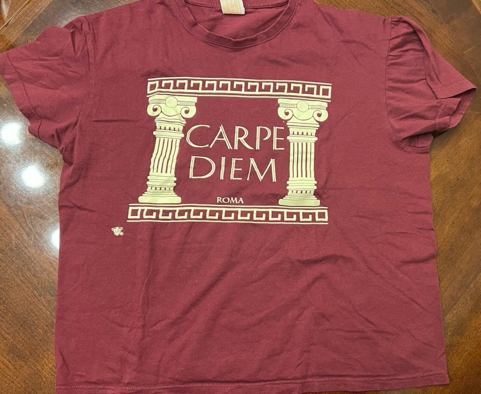 Other Burgundy T-Shirt Italian Phrase “Carpe Diem Roma” Medium Size US M / EU 48-50 / 2 - 1 Thumbnail