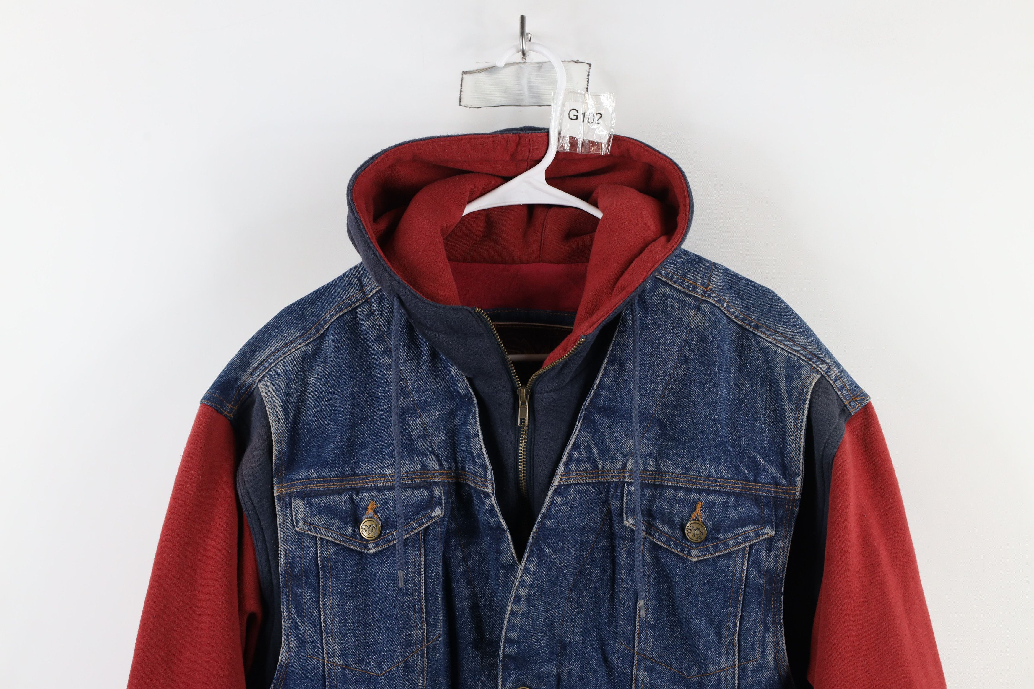 Vintage Vintage 90s Streetwear Hooded Denim Jean Trucker Jacket Size US S / EU 44-46 / 1 - 2 Thumbnail