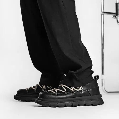 VIBE Men's Platform Leather Shoes, Rivet Detail Size US 8 / EU 41 - 4 Thumbnail