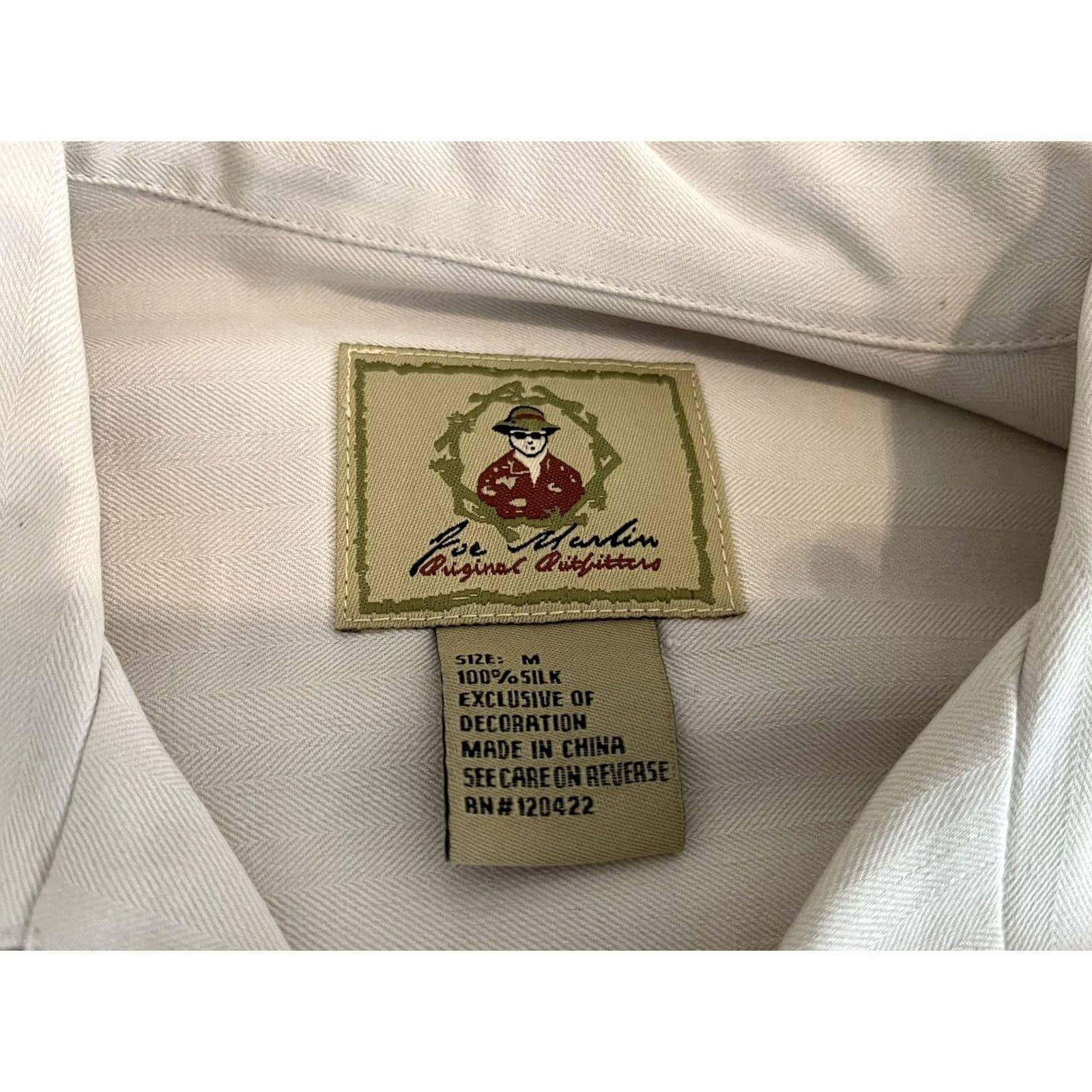 Vintage Joe Marlin 100% Silk Hawaiian Shirt Embroidered Parrot Cocktail Mens Medium Shirt, Ivory, Short Sleeve, Button-Up Size US M / EU 48-50 / 2 - 4 Thumbnail