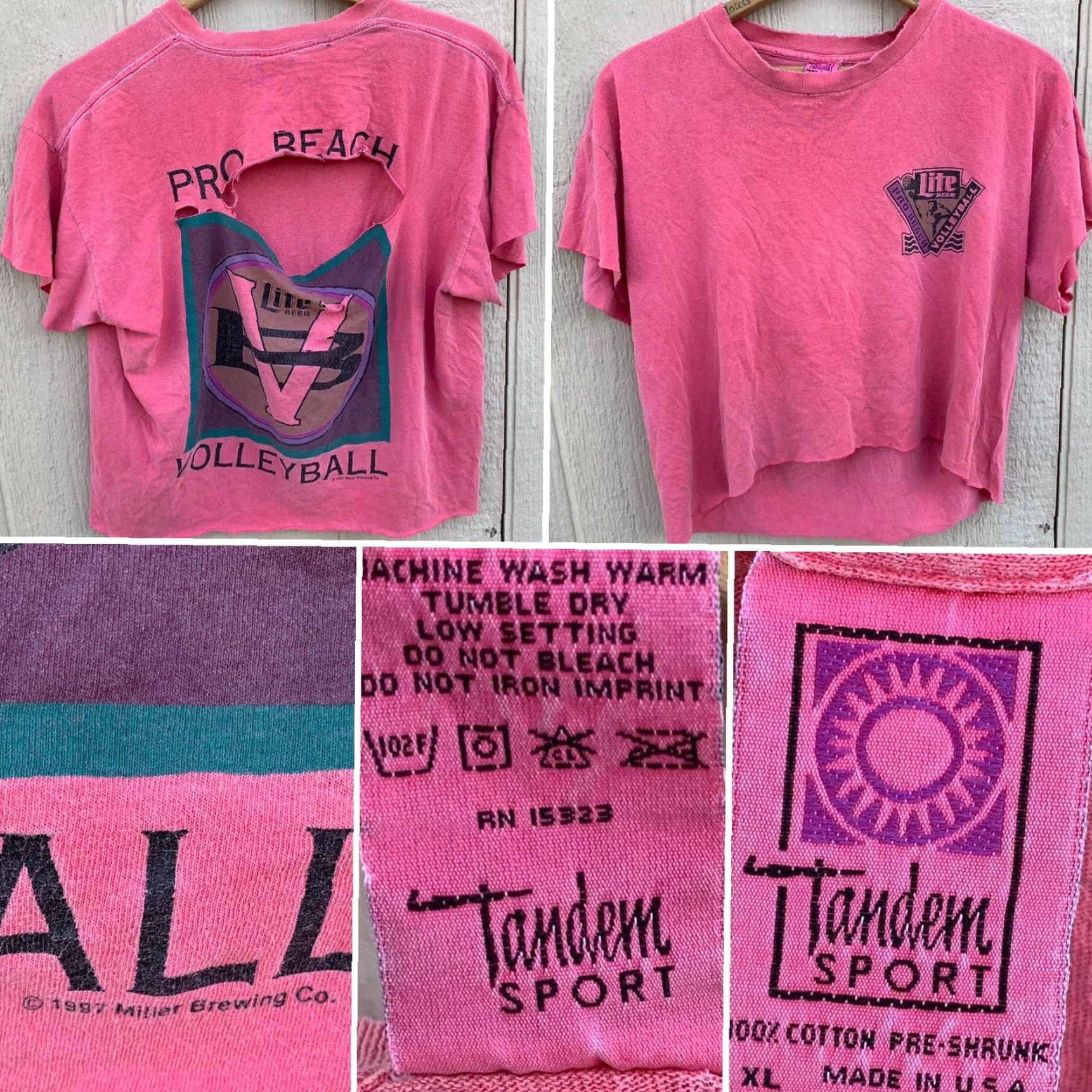 Vintage VINTAGE Tandem Sport Miller Lite Beer Pro Beach Volleyball T-Shirt Cropped XL Men 90s Graphic Print Size US XL / EU 56 / 4 - 4 Thumbnail