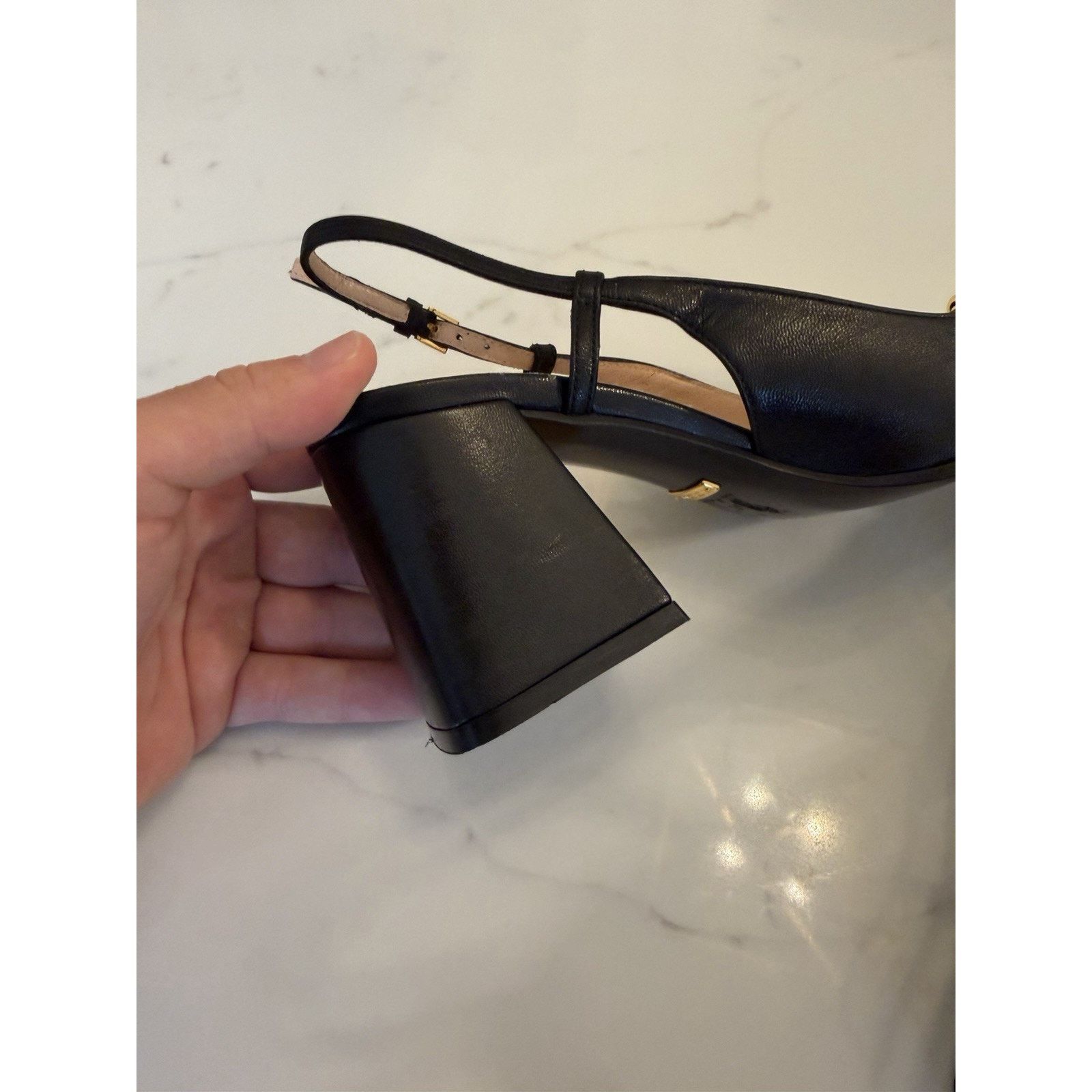 Gucci GUCCI Baby Horsebit Slingback Leather Pump Black EU 35 1/2 Size US 5.5 / IT 35.5 - 10 Thumbnail
