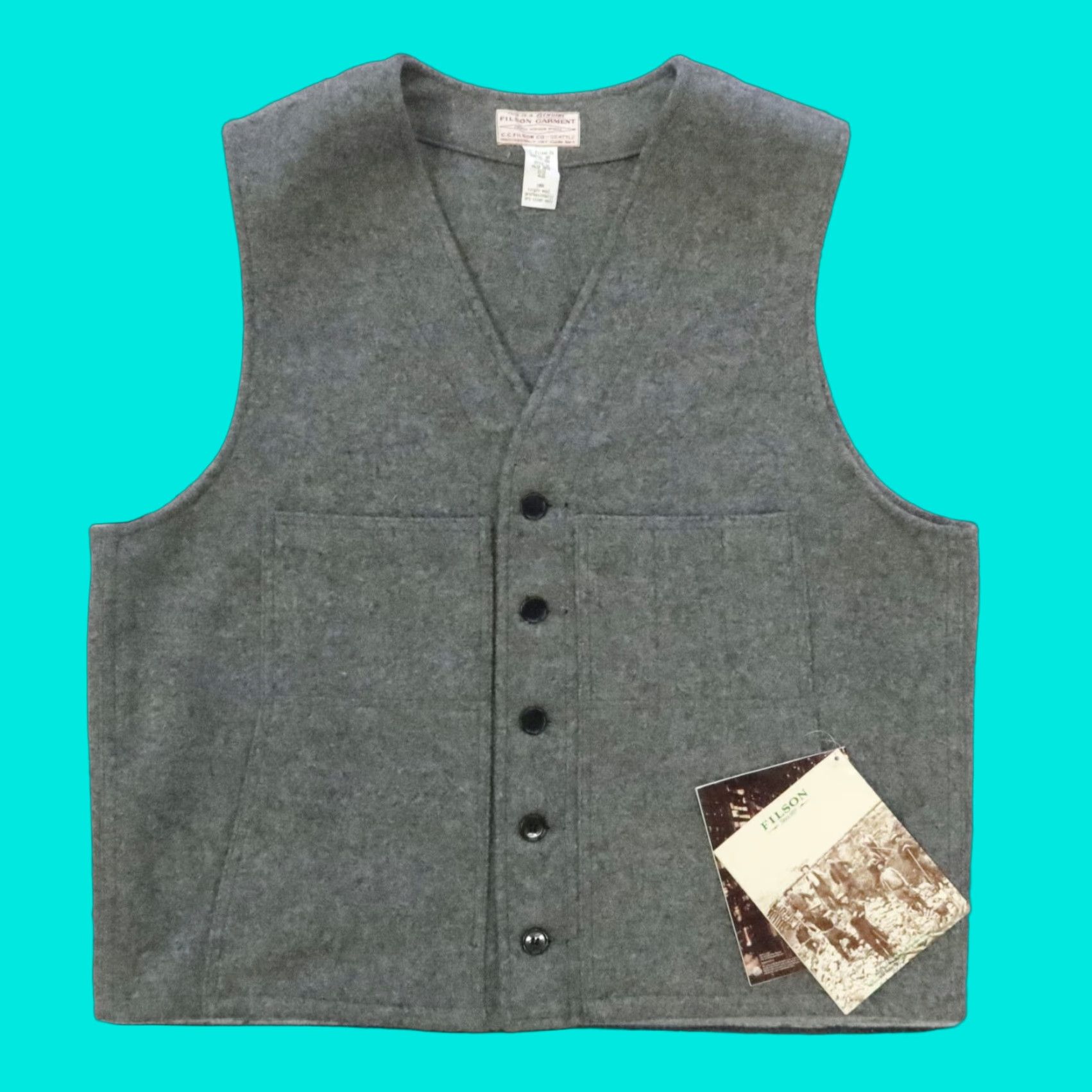 Filson Vintage Filson Style 20 Wool Mackinaw Cruiser Vest Mens 48 Gray New Deadstock Size US M / EU 48-50 / 2 - 1 Thumbnail
