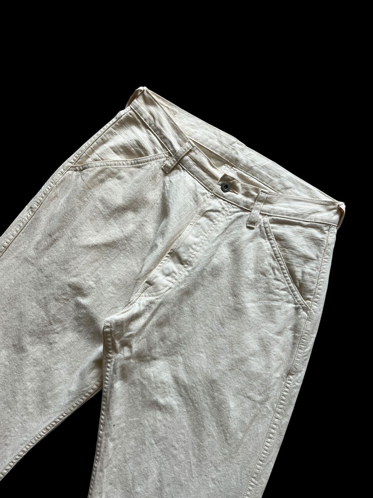 Evisu 2000s Evisu Daicock Single Pocket Off White Jeans Size US 33 - 8 Thumbnail