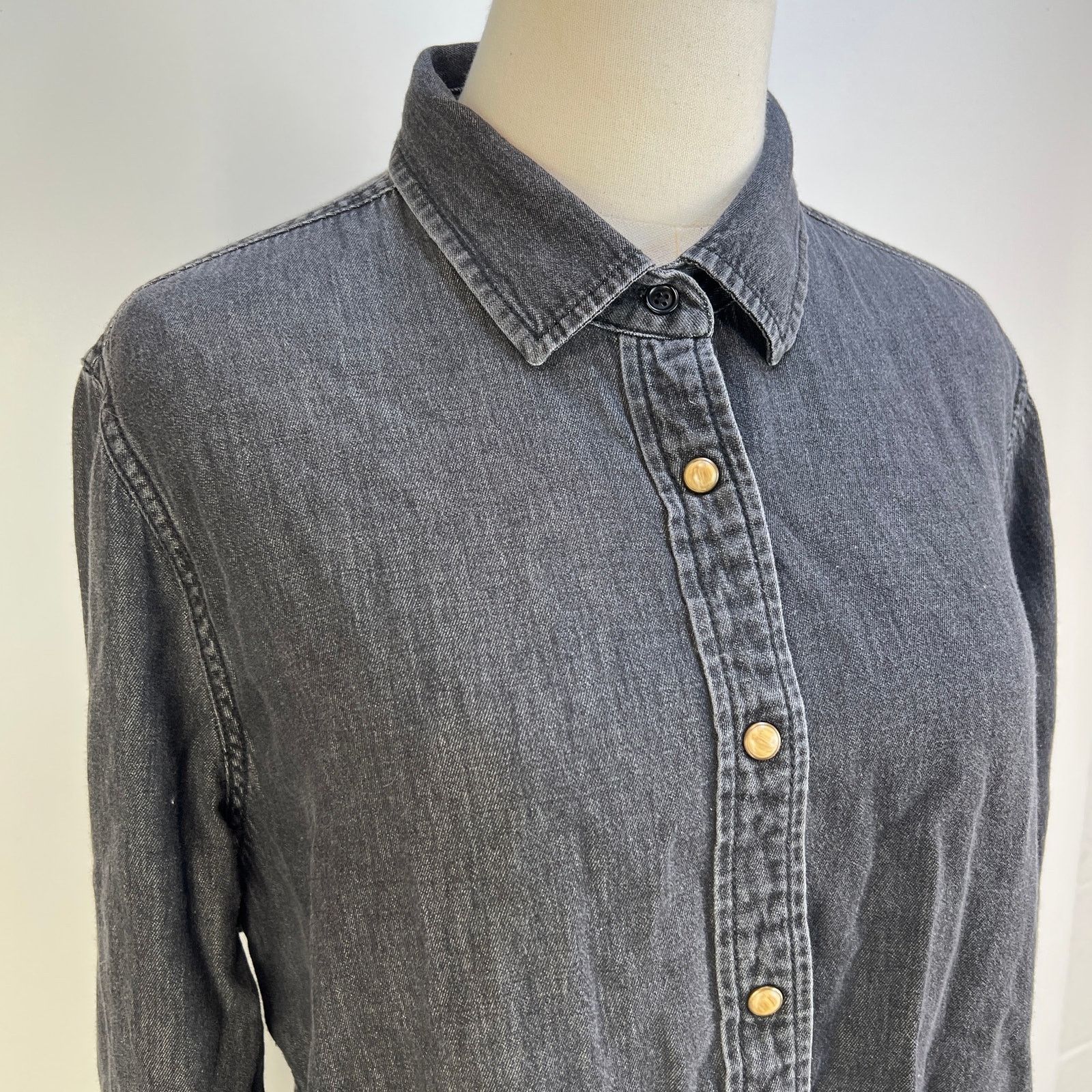 Other Pact Denim Chambray Ranch Shirt Black Organic Cotton Size XL / US 12-14 / IT 48-50 - 2 Thumbnail