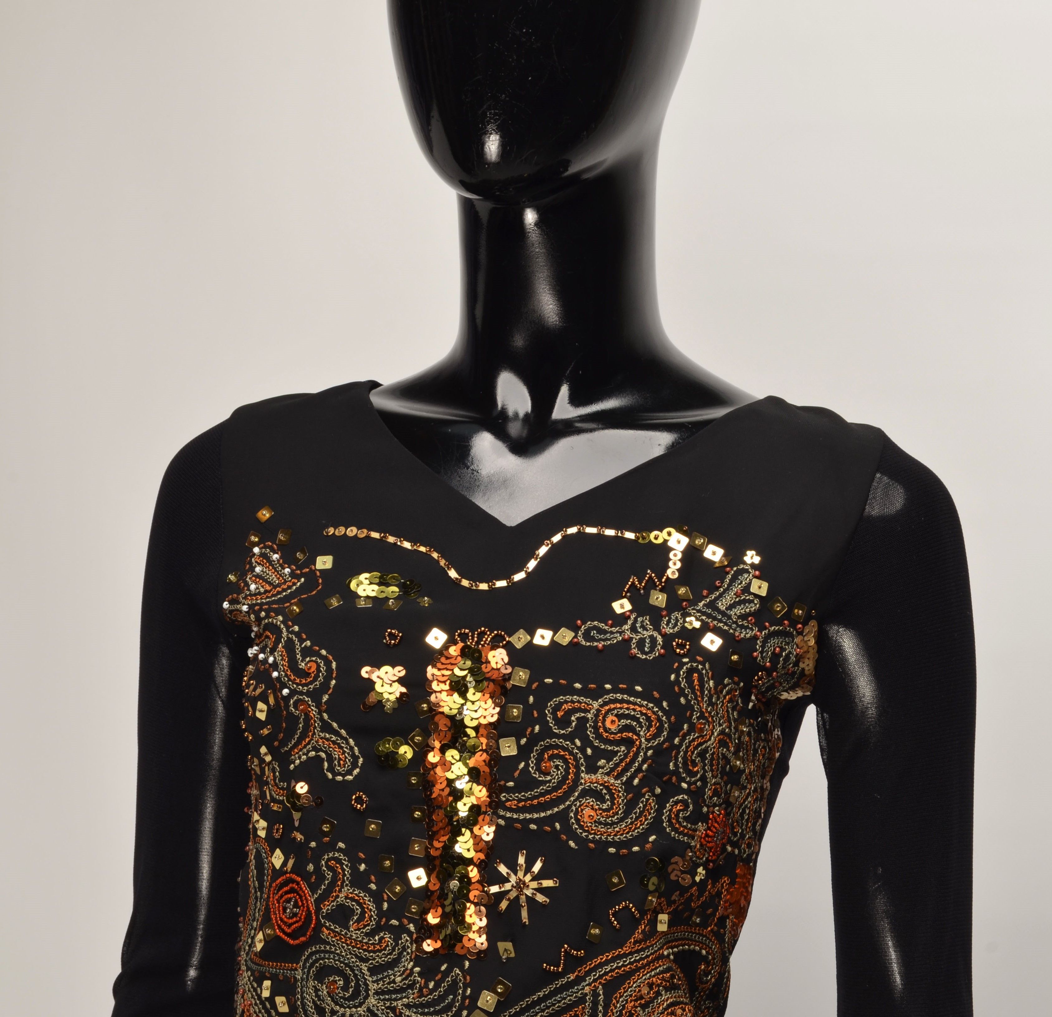 Designer × Vintage Elisalandri Vintage Y2K Boho Mesh Beaded Fairy Blouse Top Size S / US 4 / IT 40 - 2 Thumbnail
