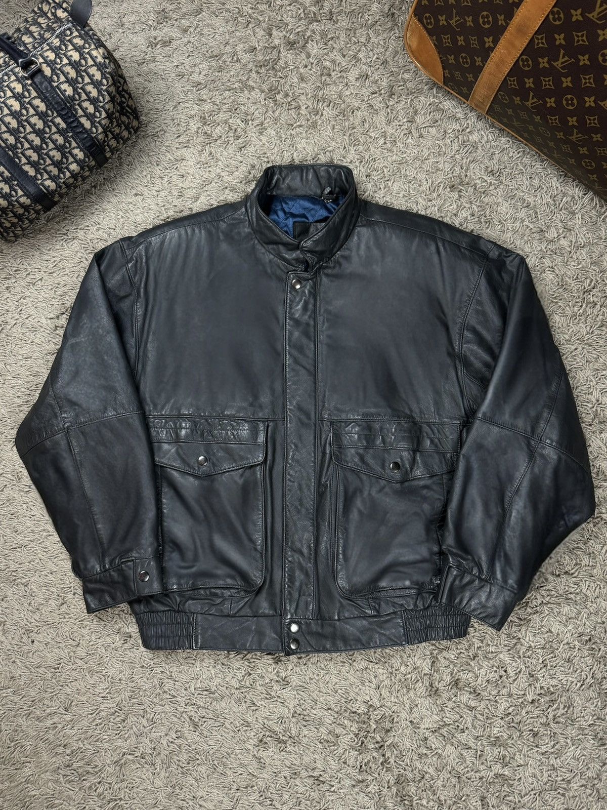 Vintage Vintage leather bomber jacket 90s original retro casual item Size US XL / EU 56 / 4 - 1 Thumbnail