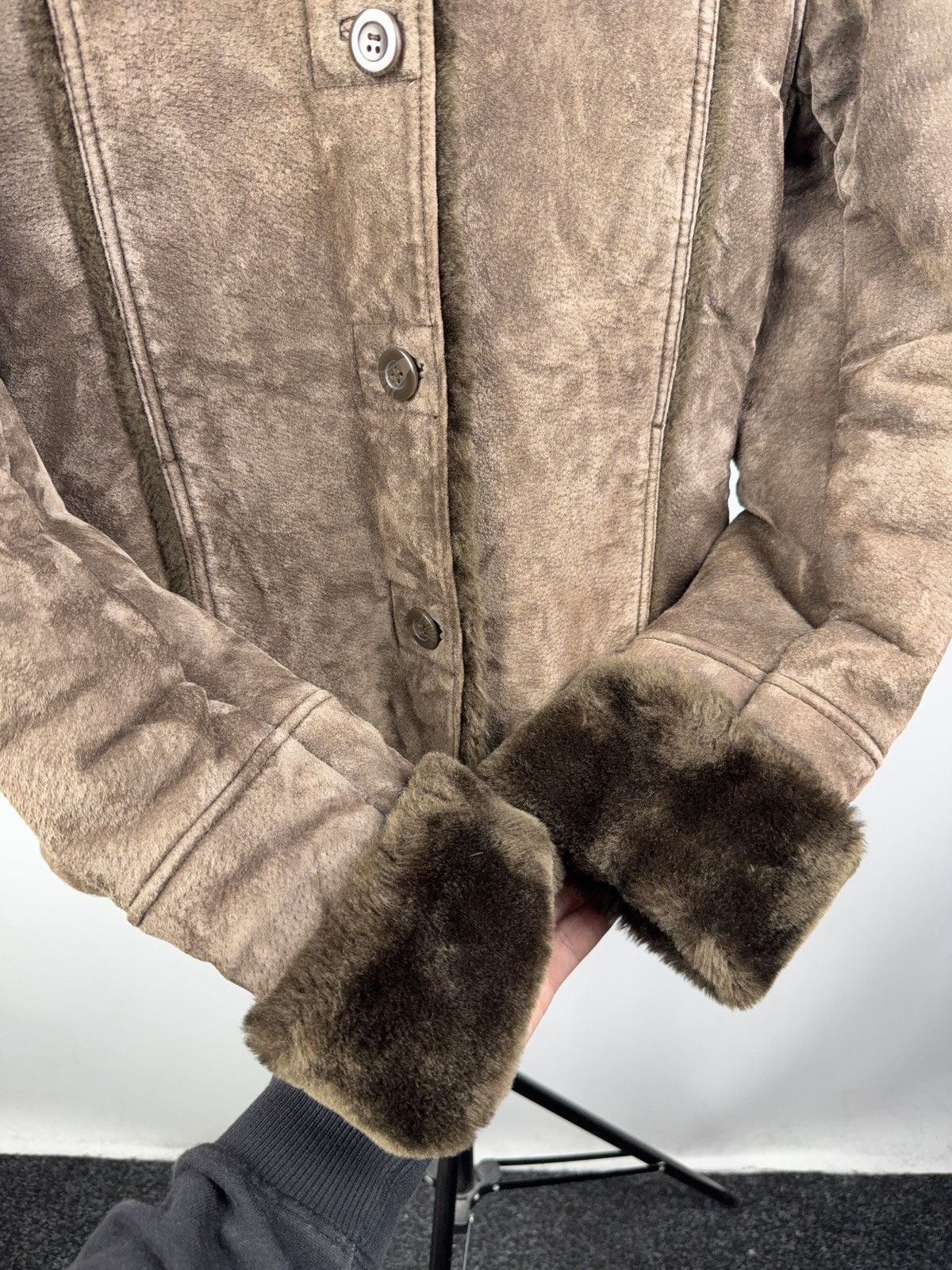 Gypsy Retro 00s Gipsy Brown Shearling Suede Leather Jacket Women S Size S / US 4 / IT 40 - 16 Thumbnail