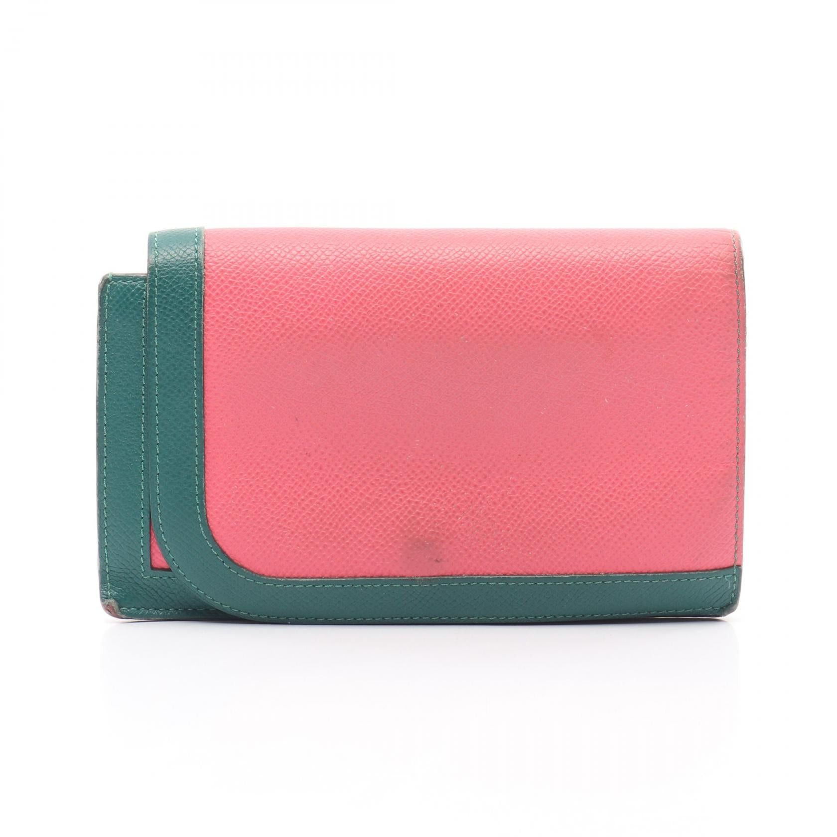 Hermes Hermes Camaille Combine Long Rose Azalea Malachite Lime Bi-Fold Wallet Veau Epsom Pink Green Yellow Silver Hardware A Stamp Size ONE SIZE - 1 Thumbnail