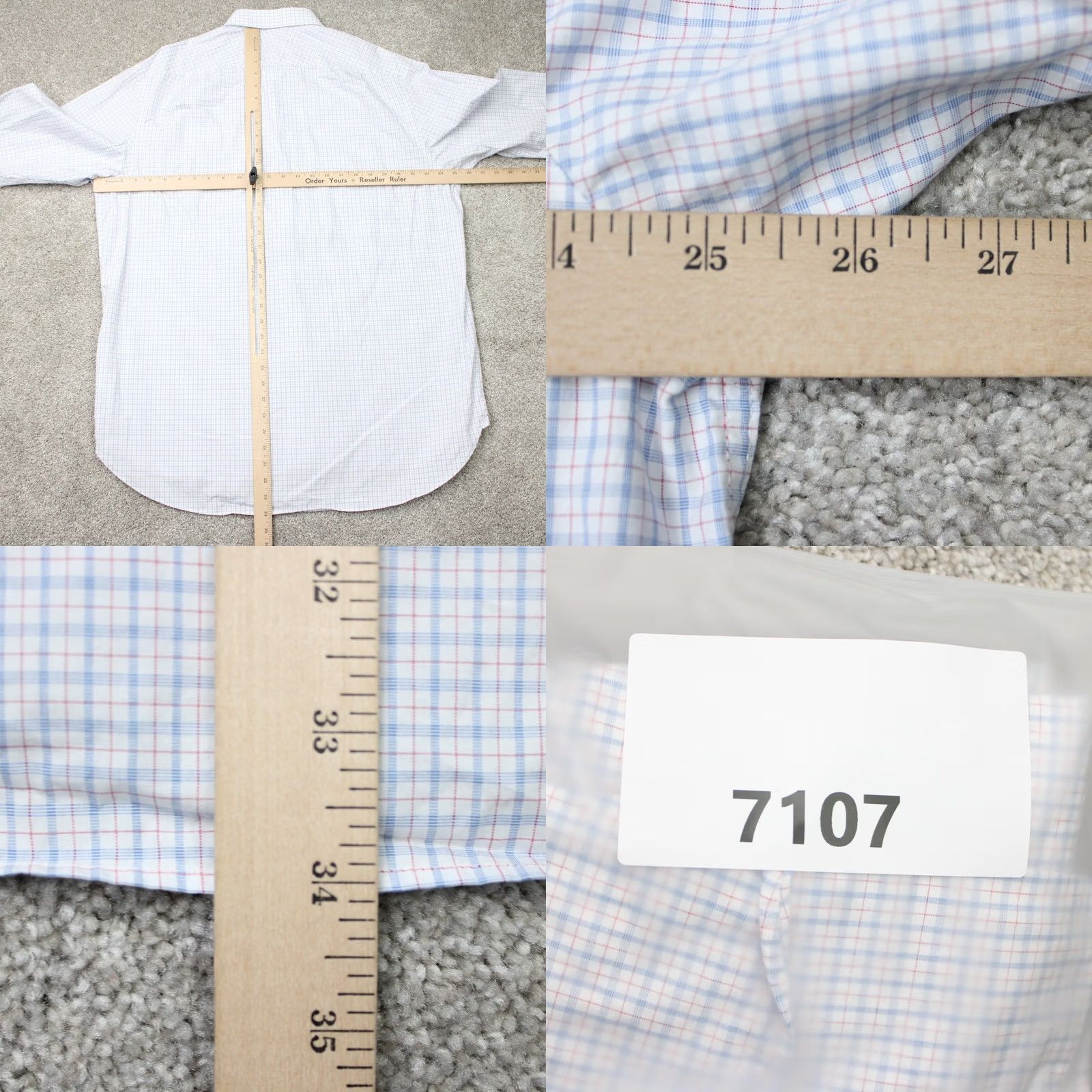 Charles Tyrwhitt Charles Tyrwhitt Shirt Mens 17 1/2 34 Blue Check Long Sleeve 100% Cotton Classic Fit Non-Iron Dress Shirt Mens Size US XXL / EU 58 / 5 - 8 Thumbnail
