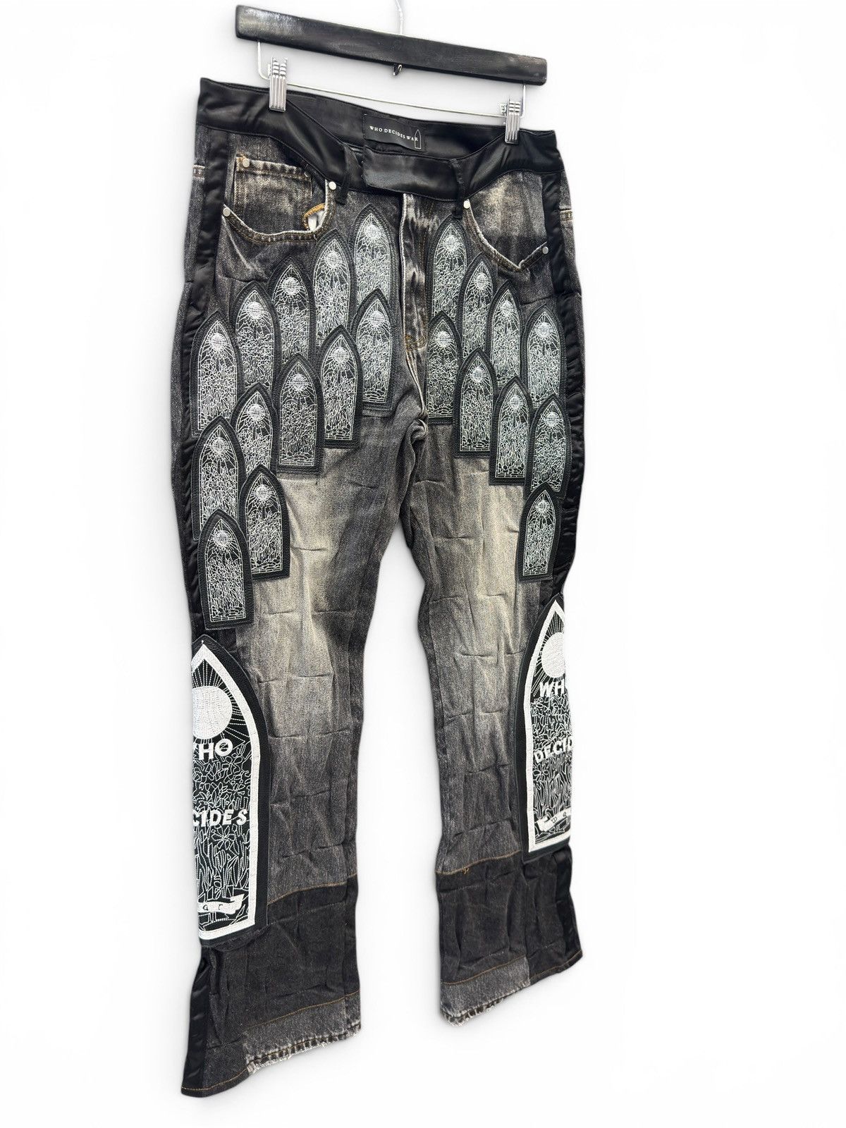 Who Decides War Who Decides War Satin Black Denim Window Jeans Size US 32 / EU 48 - 2 Thumbnail