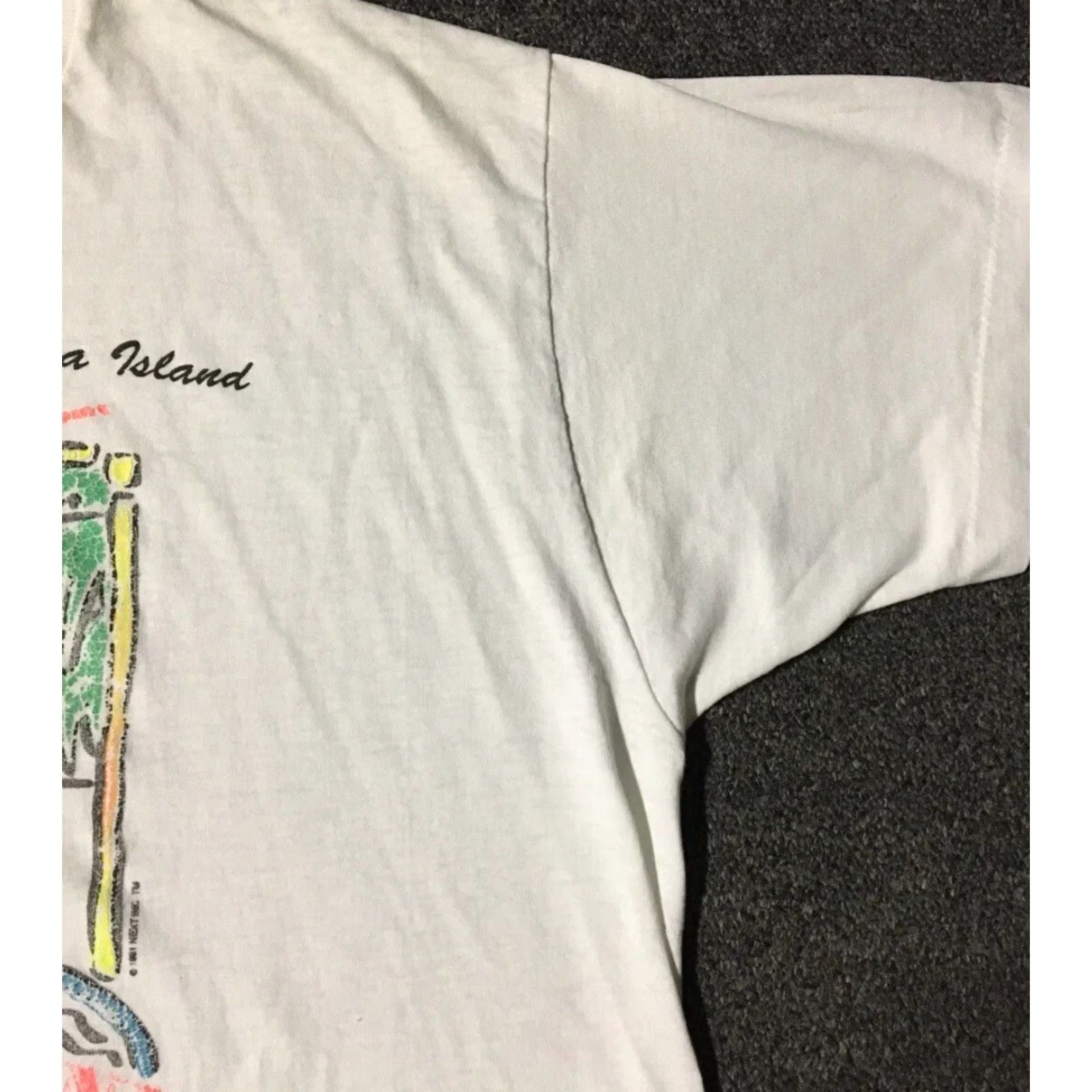 Catalina VINTAGE 90s Catalina Island Paradise Shirt M USA Beach Surf Grunge OP TC 80s - Single Stitch T-Shirt Men White Short Sleeve Pattern Striped Size US M / EU 48-50 / 2 - 7 Thumbnail