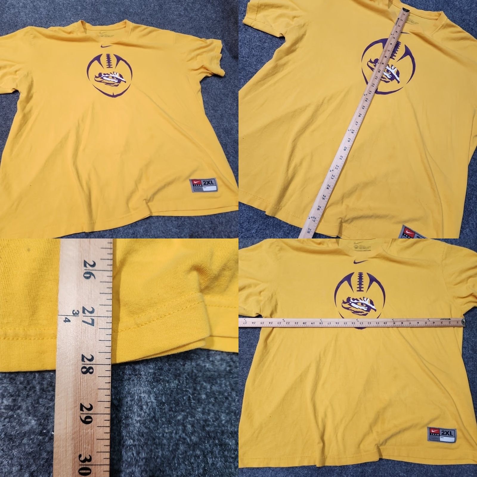 Nike VINTAGE LSU Eye Of Tiger T-Shirt Men 2XL Gold Core Logo Football Nike Patch Size US XXL / EU 58 / 5 - 8 Thumbnail