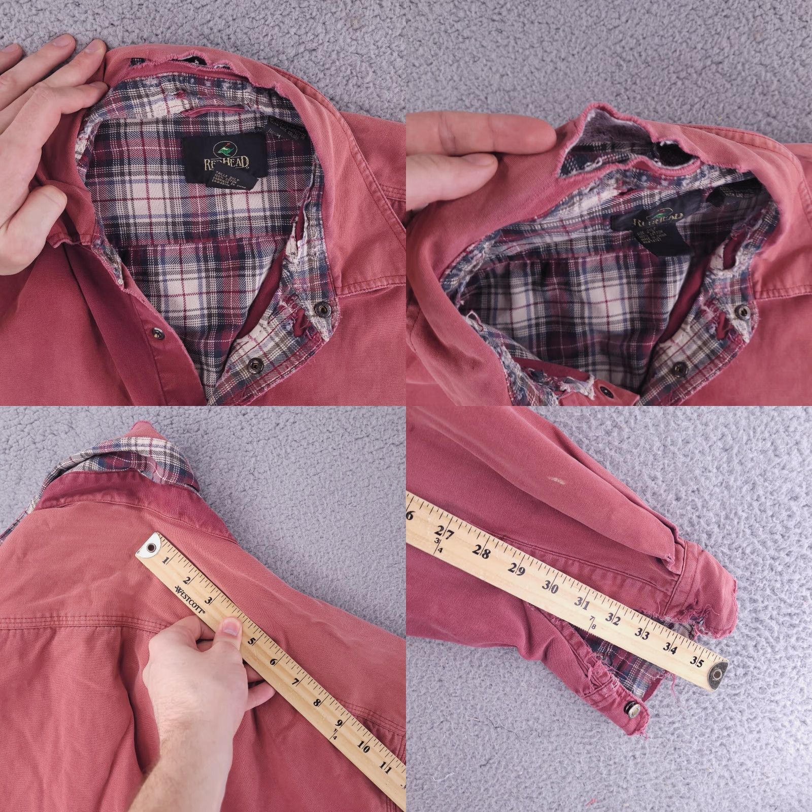 Vintage VINTAGE RedHead Coat Mens 2XLT Red Chore Work Flannel Distressed Grunge Overcoat Tall Size US XXL / EU 58 / 5 - 10 Thumbnail