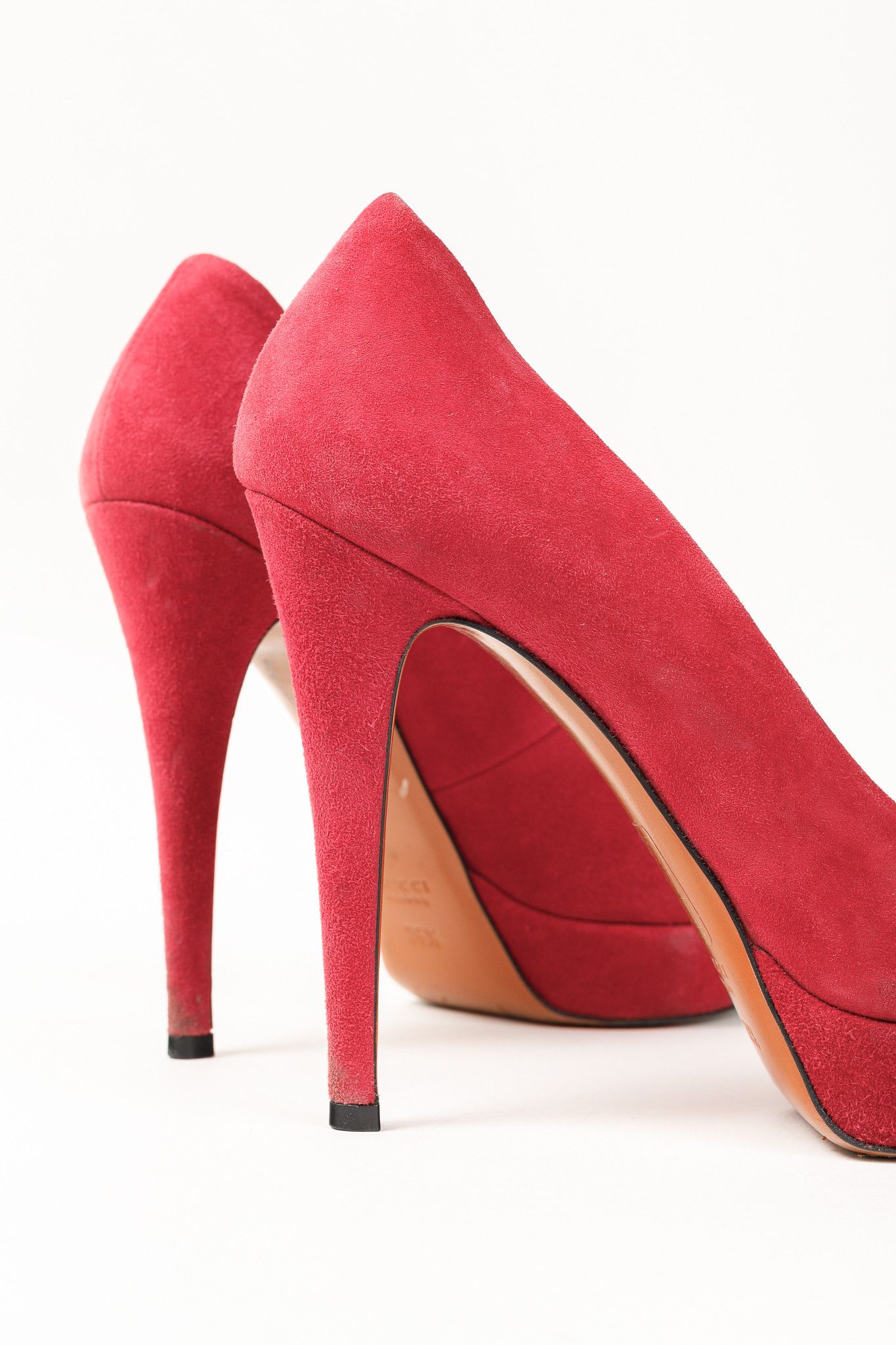 Gucci Gucci Raspberry Suede Platform Round-Toe Stiletto Pumps Size US 6 / IT 36 - 8 Thumbnail