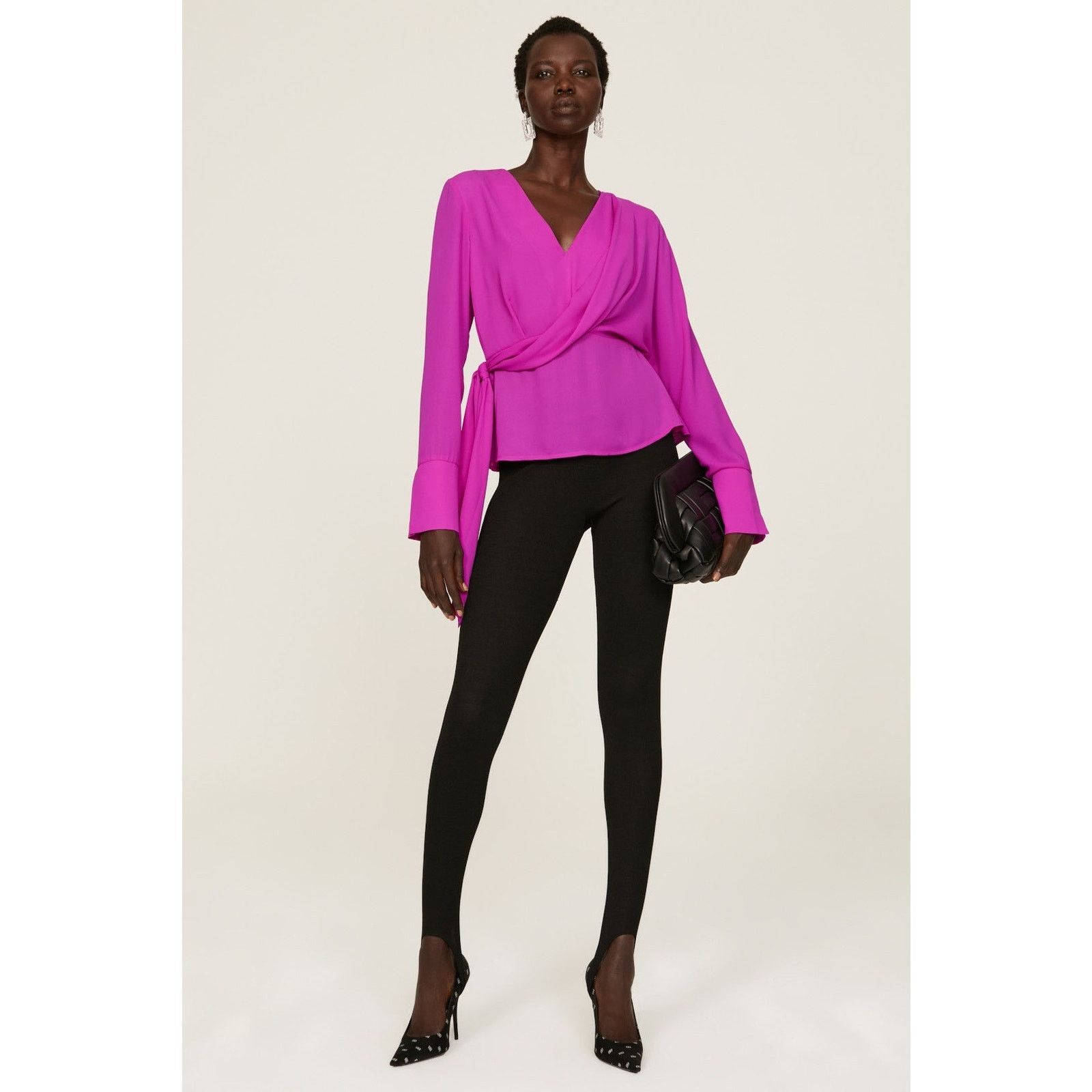 Other RTR Atlein Sz 6 Pink Side Tie Long Sleeve V-Neck Blouse Top Size M / US 6-8 / IT 42-44 - 1 Thumbnail