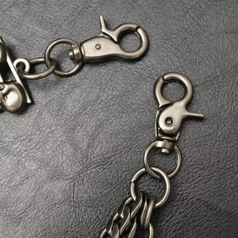 Jewelry Three Layers Double Skull Head Punk Chain Pants Size ONE SIZE - 6 Thumbnail