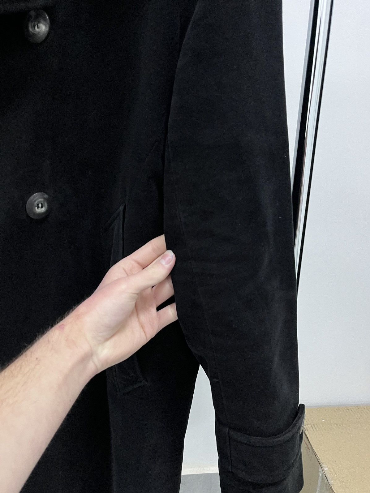 Hugo Boss Vintage Hugo Boss Black Mantel Coat Cotton Trench Luxury Size US L / EU 52-54 / 3 - 6 Thumbnail