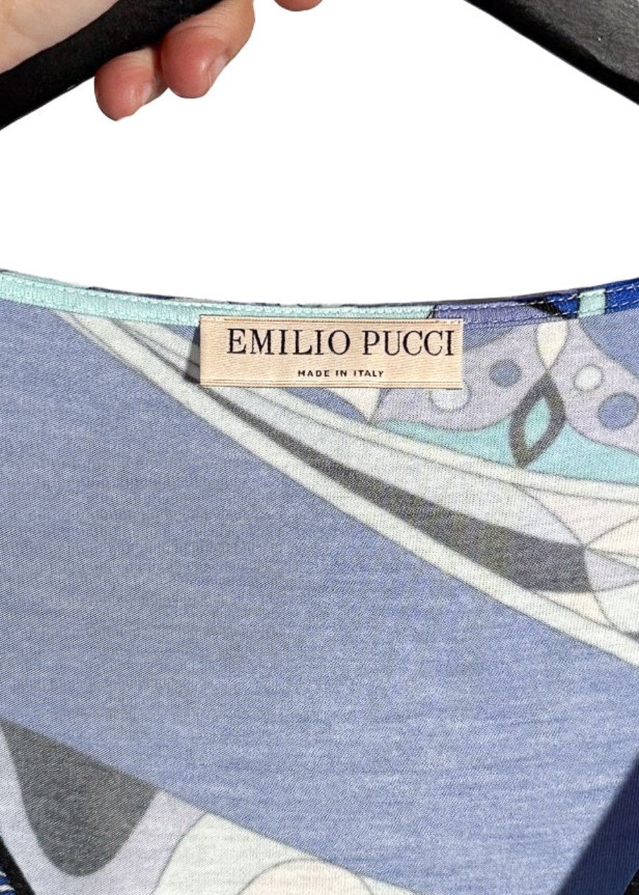 Emilio Pucci Emilio Pucci Blue Multicolour Print V-neck Top Size M / US 6-8 / IT 42-44 - 3 Thumbnail