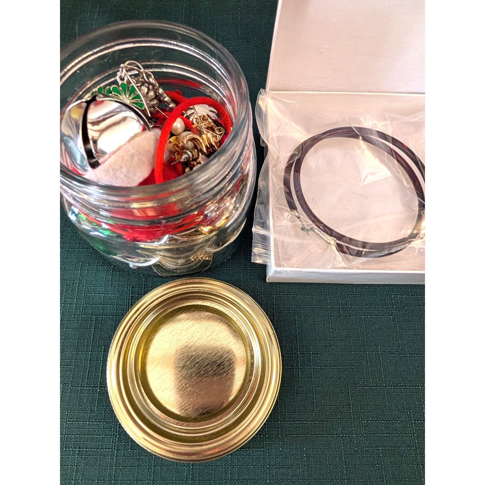 The Unbranded Brand Jewelry Jar FullEarrings/1 Necklace Hoops Studs Full Sets Size ONE SIZE - 1 Thumbnail