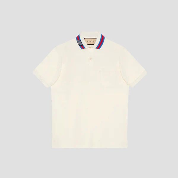 Gucci o1loc1c0326 Cotton Piquet Polo Shirt With Square GG Cream Size US XL / EU 56 / 4 - 1 Thumbnail