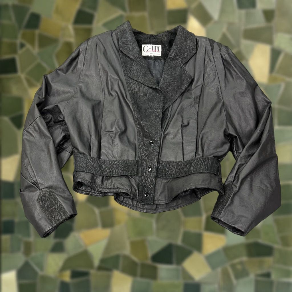 G-III VINTAGE G-III Black Leather Jacket Womens Medium Cropped Snap 80s Size M / US 6-8 / IT 42-44 - 1 Thumbnail