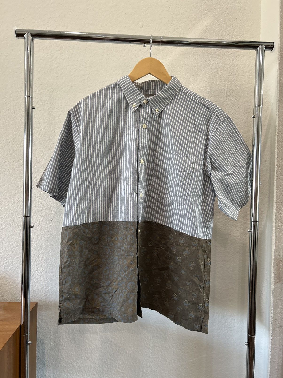 18 East BNWT Split SS BD Shirt Silt Indigo Turmeric Bagru Block Size US L / EU 52-54 / 3 - 3 Thumbnail