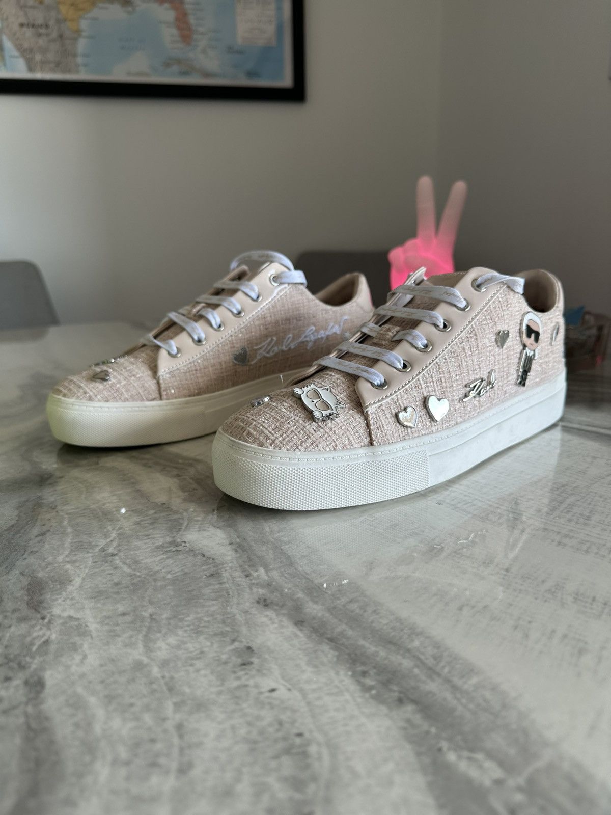 Karl Lagerfeld Karl Lagerfeld Paris Cate Pin Blush Beige Sneakers Size US 10 / IT 40 - 3 Thumbnail