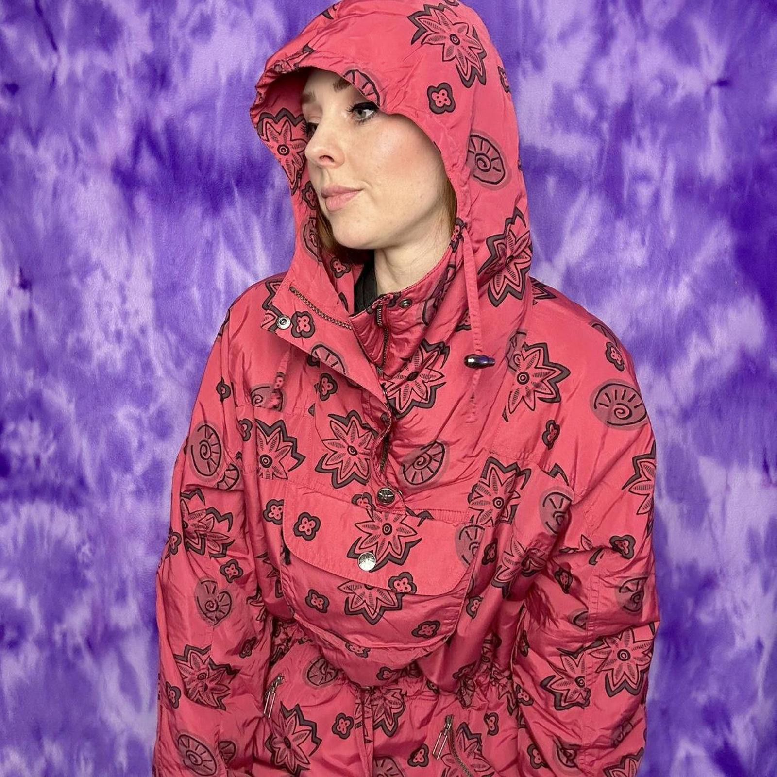 L.L. Bean ❤️ L.L.Bean Vtg 80s 90s Red and black floral anorak Size L / US 10 / IT 46 - 5 Thumbnail