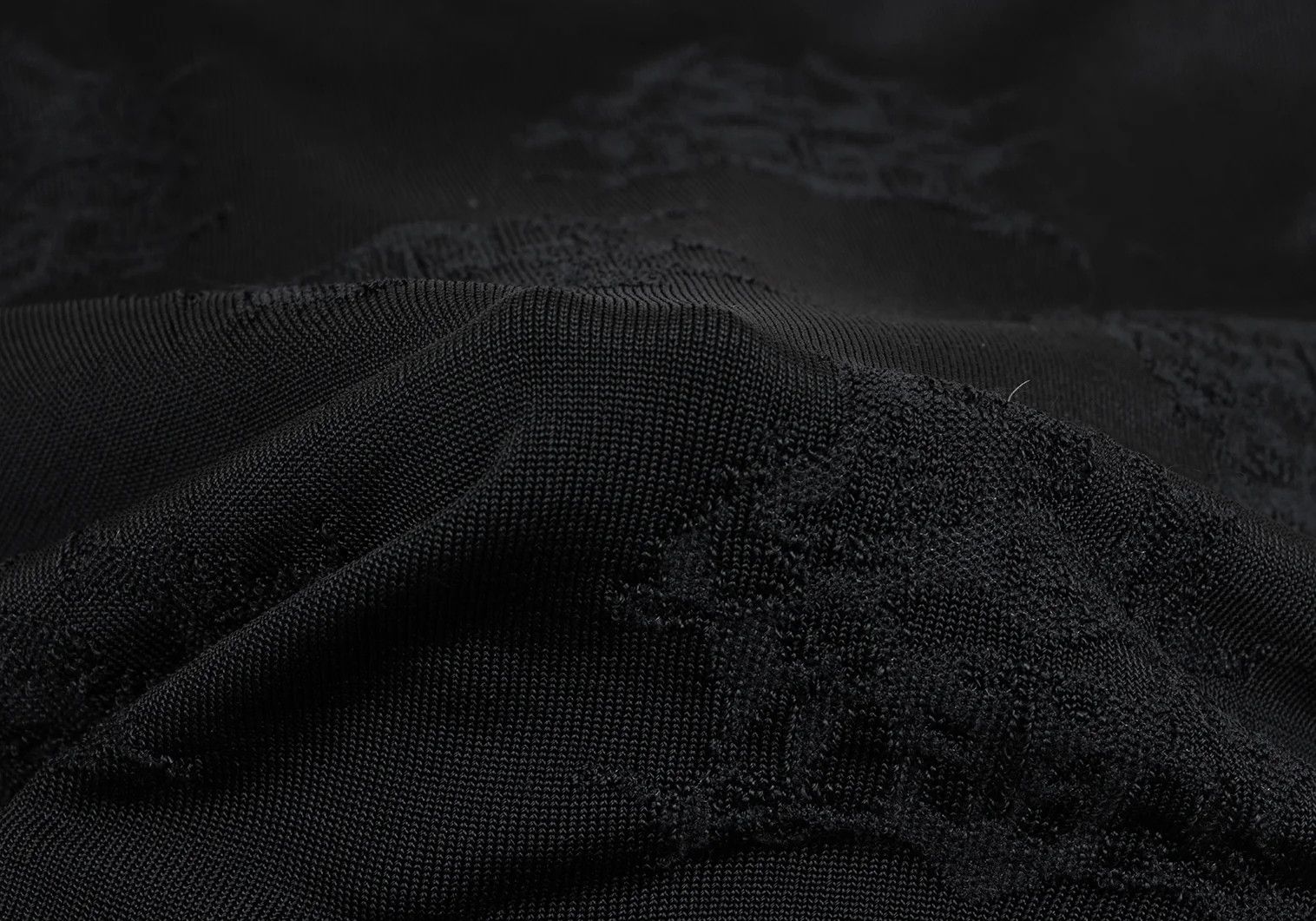 Jean Paul Gaultier Black Acrylic Stretch Embroidered Jacquard Knit, Size 48 Size US M / EU 48-50 / 2 - 11 Thumbnail