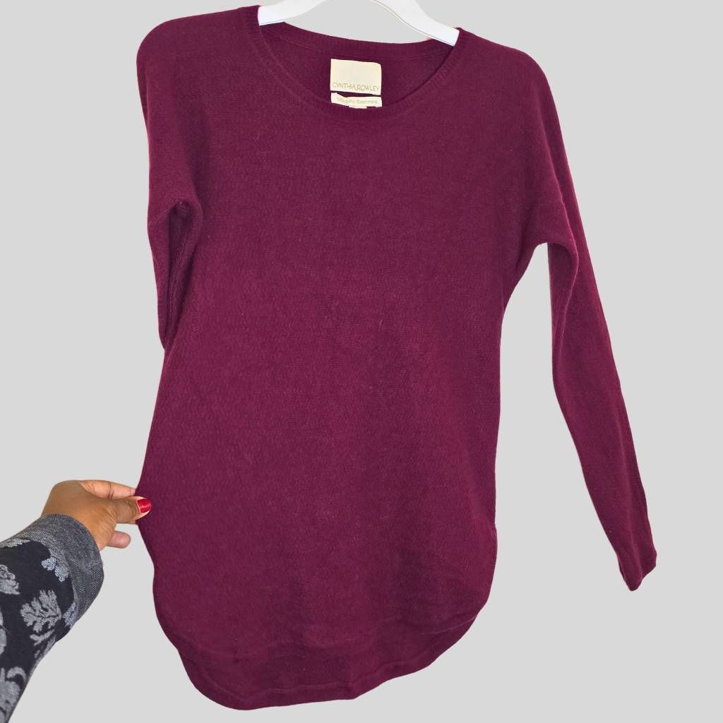 Cynthia Rowley Cynthia Rowley 100% Cashmere Sweater Burgundy Wine Split Hem Size M / US 6-8 / IT 42-44 - 6 Thumbnail