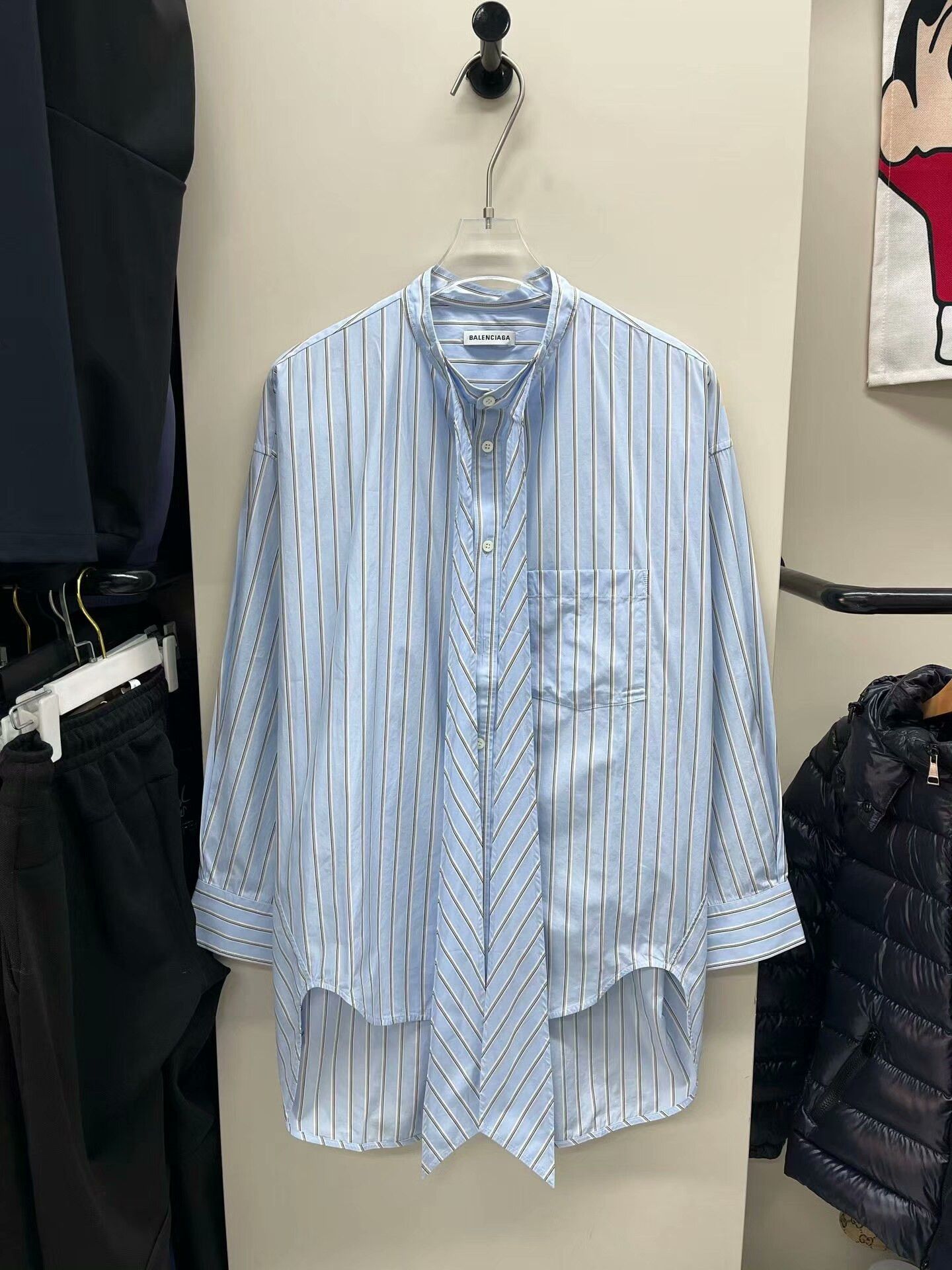 Balenciaga balenciaga blue striped logo long shirt Size US S / EU 44-46 / 1 - 1 Thumbnail