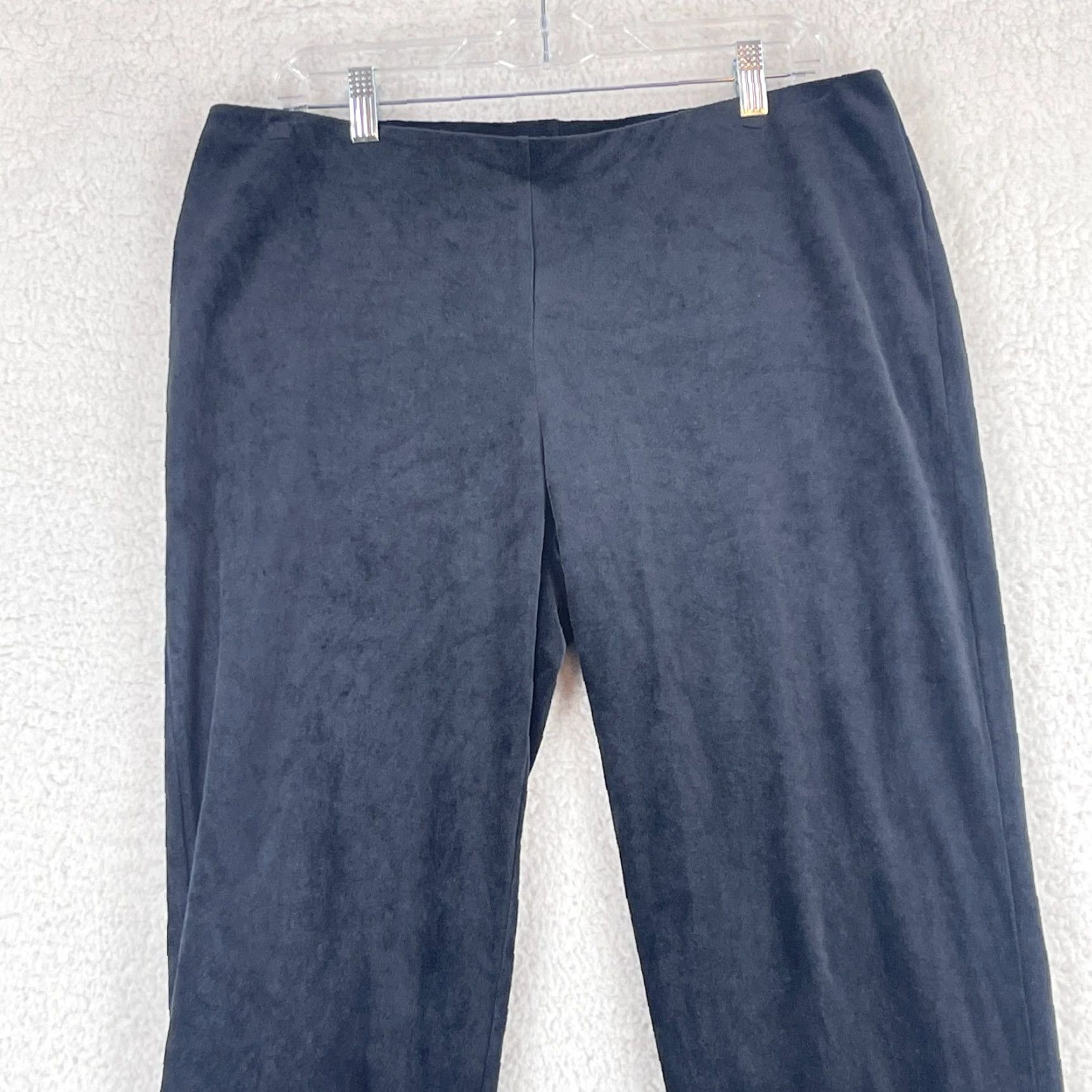 J. Jill Pure J. Jill Black Velour Pull On Straight Leg Pants Womens 1X Mid-Rise Casual Comfortable Easy Care Size 40" / US 18 - 2 Thumbnail