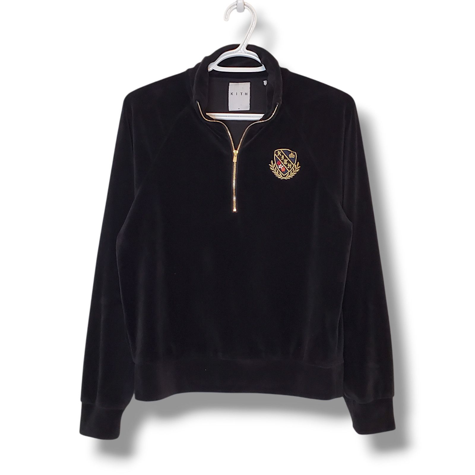 Kith Kith Velour Crest 3/4 Zip Track Jacket Black Size Womens XS Size XS / US 0-2 / IT 36-38 - 1 Thumbnail
