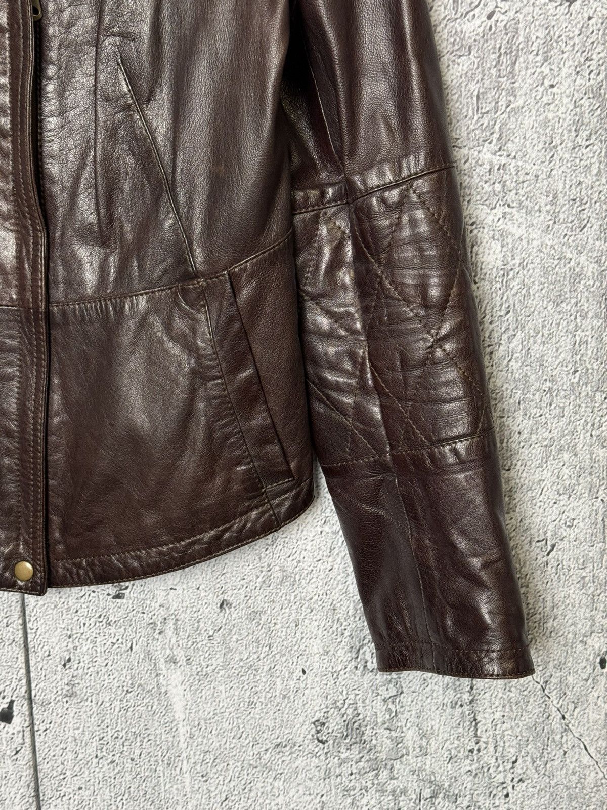 Weekend Max Mara Weekend Max Mara Brown Leather Biker Jacket Cropped Moto Size S / US 4 / IT 40 - 6 Thumbnail