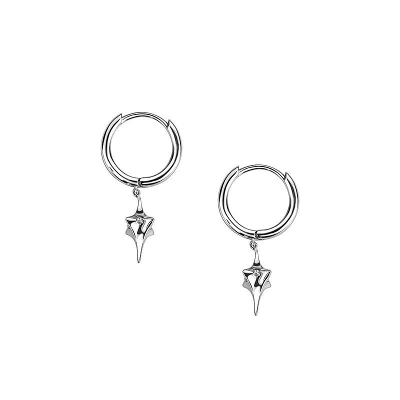 Jewelry × Sterling Silver Star Rare Earrings One Pairs Chrome Jewelry Size ONE SIZE - 5 Thumbnail