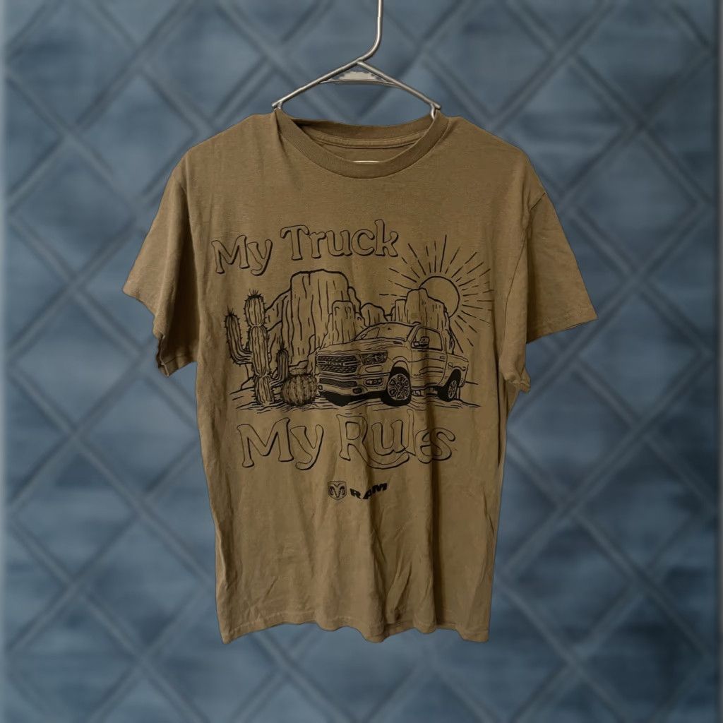 Vintage RAM Trucks My Truck My Rules Brown Desert Graphic Tee Men T-Shirt M USA 100% Cotton Short Sleeve Crew Neck Graphic Print Vintage No Size US M / EU 48-50 / 2 - 1 Thumbnail