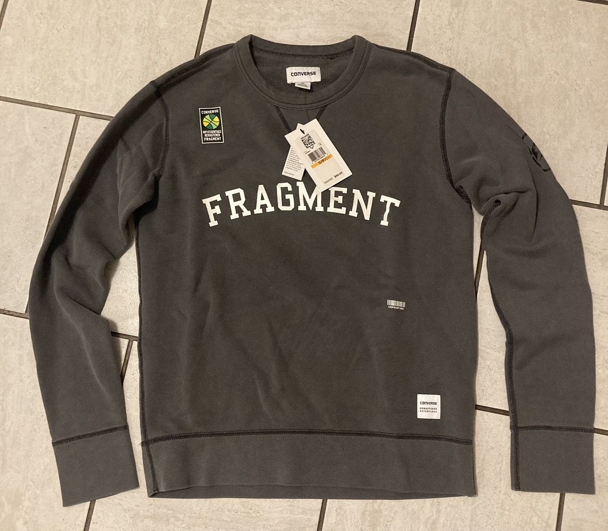 image of Converse x Fragment Design Washed Crewneck Sweatshirt in Grey, Men's (Size Small)