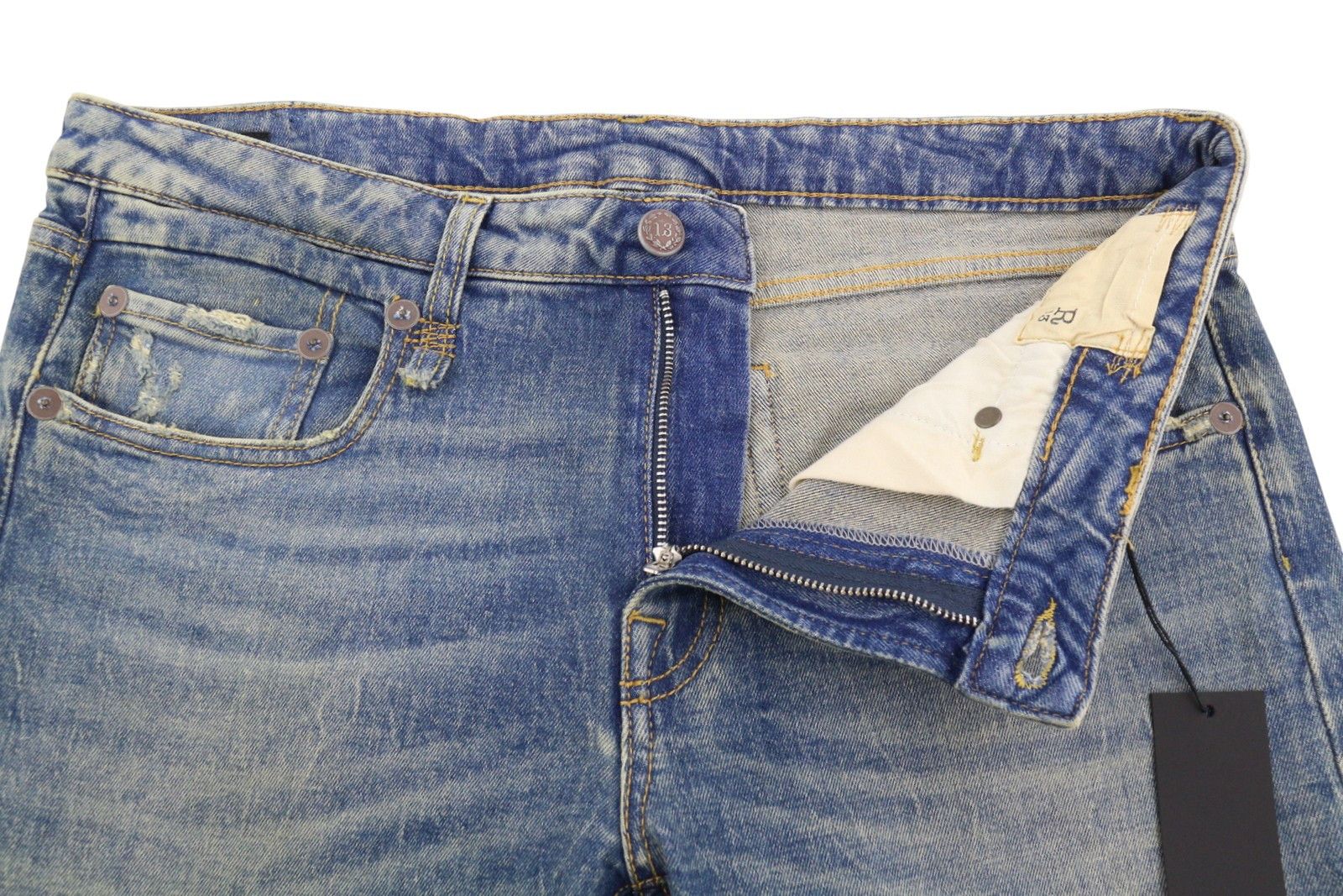 R13 BOY STRAIGHT 31 Kelly Stretch Blue PS25 Jeans 87184 Size 31" - 5 Thumbnail
