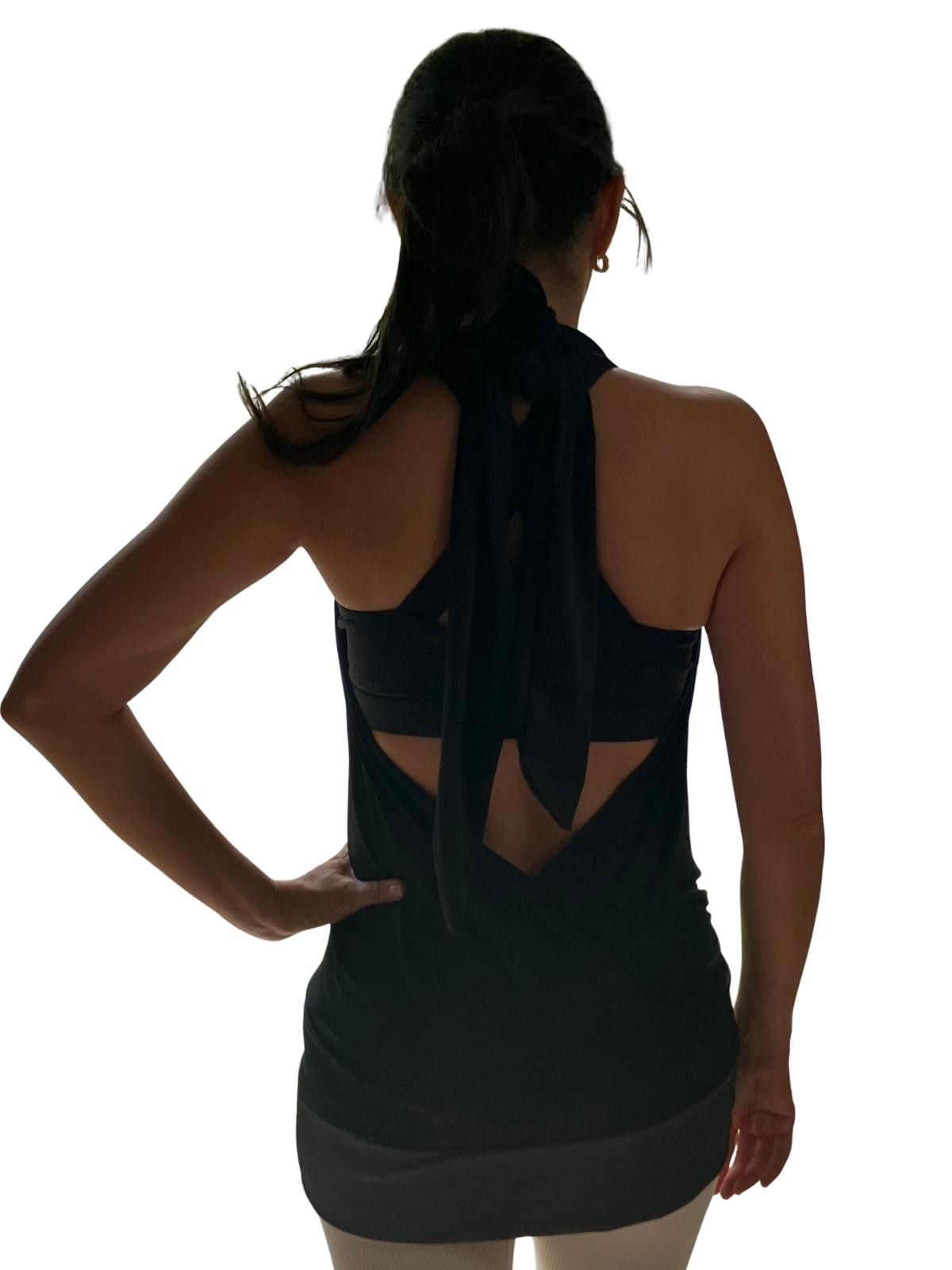 Other Mapalé Black Halter Draped Top Open Back Stretch Size XL / US 12-14 / IT 48-50 - 4 Thumbnail