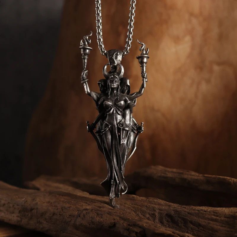 Jewelry Three Witch Swordsman Pendant Necklace Gothic Trend Jewelry Size ONE SIZE - 4 Thumbnail