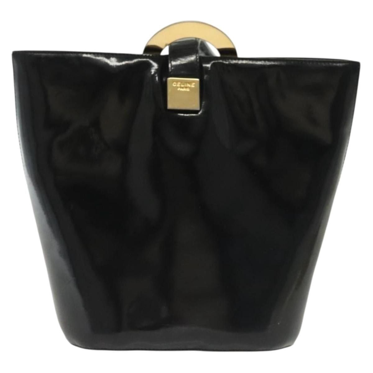 Celine CELINE Circle Shoulder Bag Enamel Black Gold Size ONE SIZE - 3 Thumbnail
