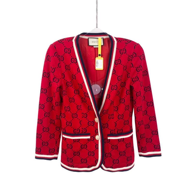 Gucci Gucci Red double G full-print color-blocked cardigan coat Size XS / US 0-2 / IT 36-38 - 1 Thumbnail