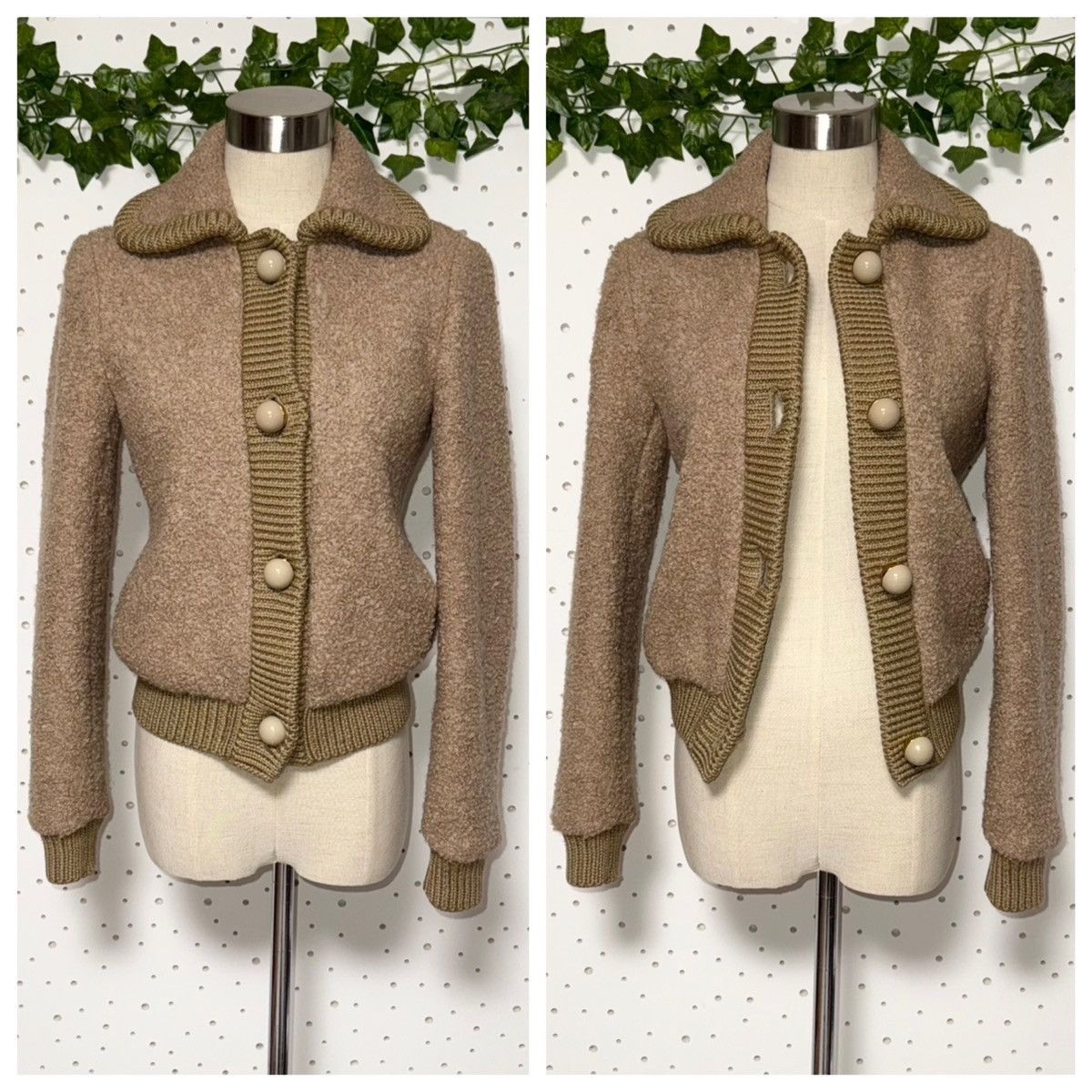 Prada Genuine Prada ribbed trim ball button knit jacket 36 beige Size XS / US 0-2 / IT 36-38 - 5 Thumbnail