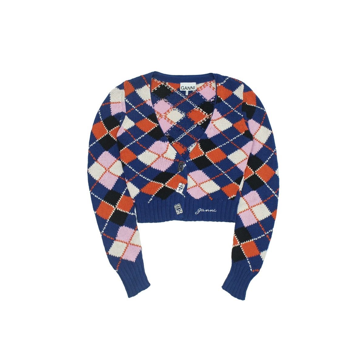 Ganni *NoTariff Ganni Argyle Cardigan Size XS / US 0-2 / IT 36-38 - 1 Thumbnail