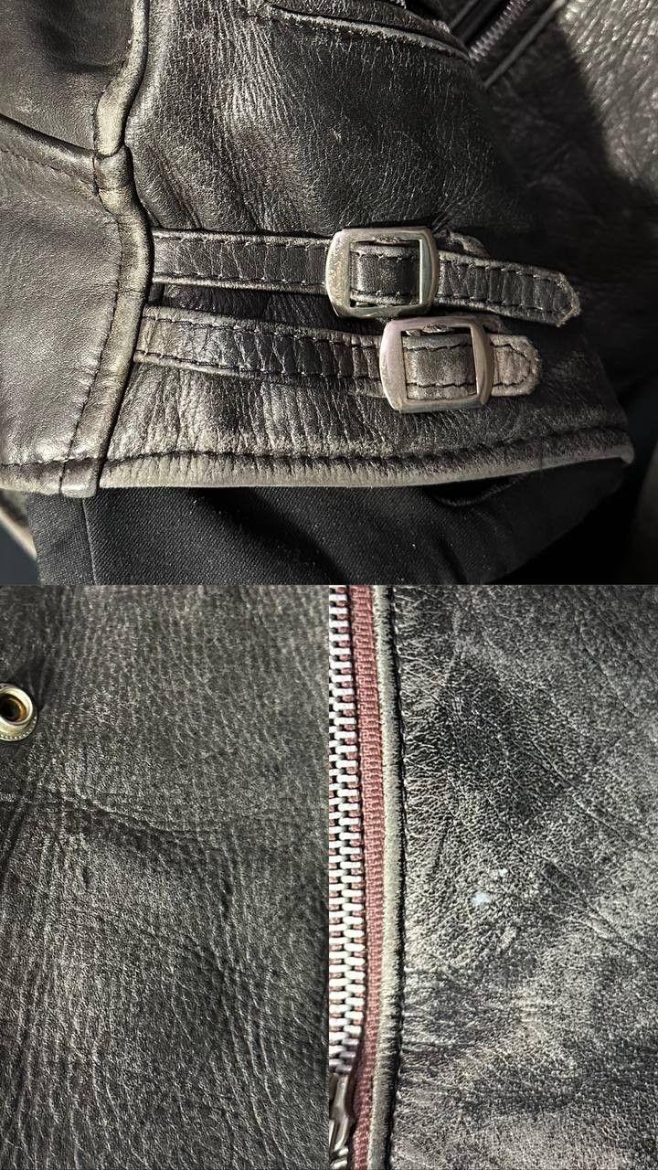 Genuine Leather × Leather Real Leather Jacket Vintage Motorcycle Biker Retro Racer Size L / US 10 / IT 46 - 6 Thumbnail