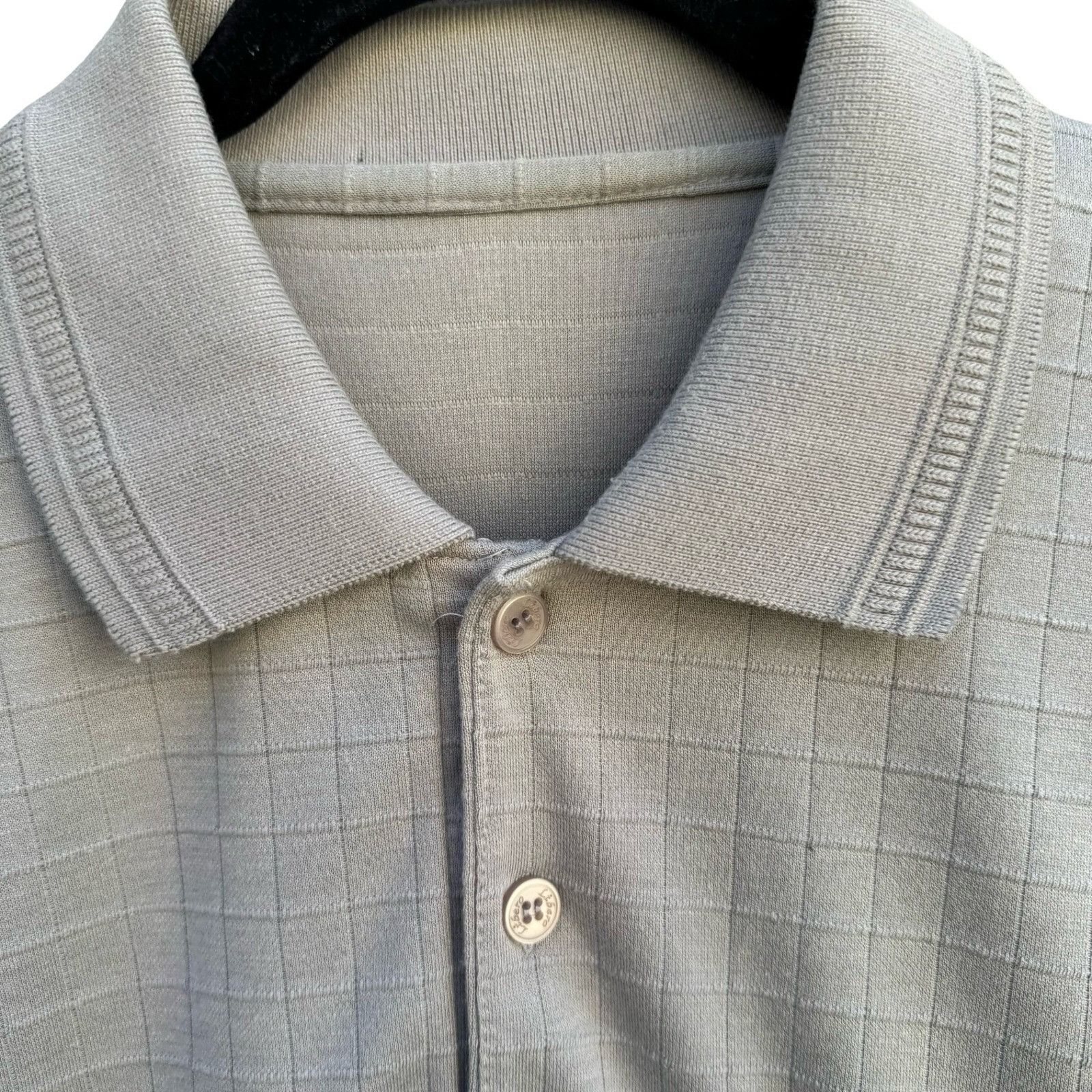 Libero Libero Mens Short Sleeve Polo Shirt Gray Grid Pattern Chest Size US L / EU 52-54 / 3 - 5 Thumbnail