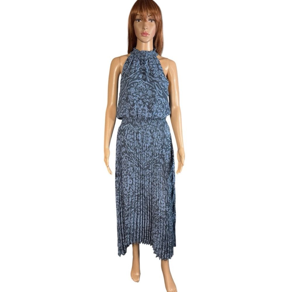 princess polly baby blue dress White House Black Market New White House Black Market Blue Pleated Halter  Midi Dress