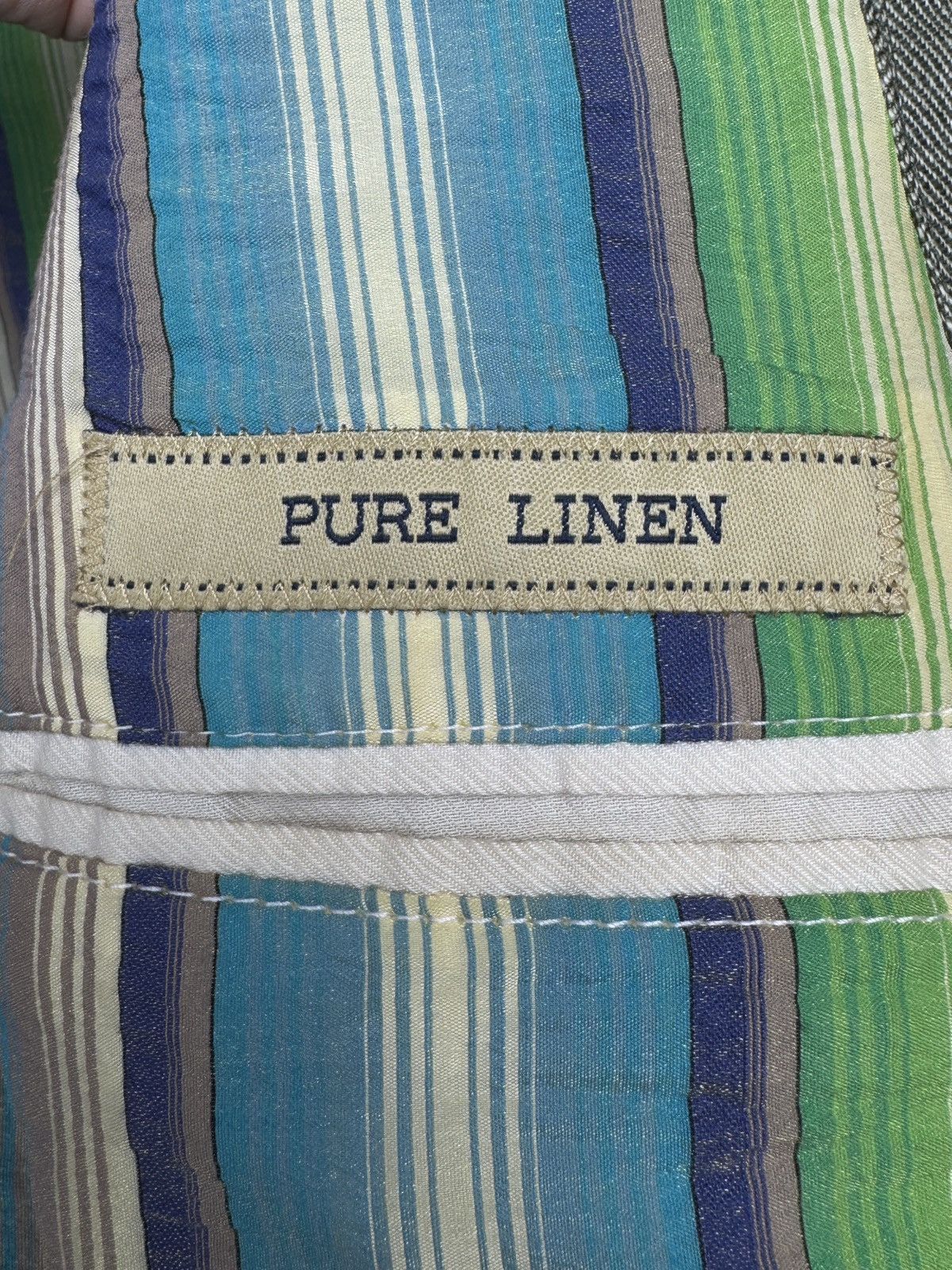 Lardini Lardini Pure Linen Multicolor Striped lining 3 button blazer Size 38R - 9 Thumbnail