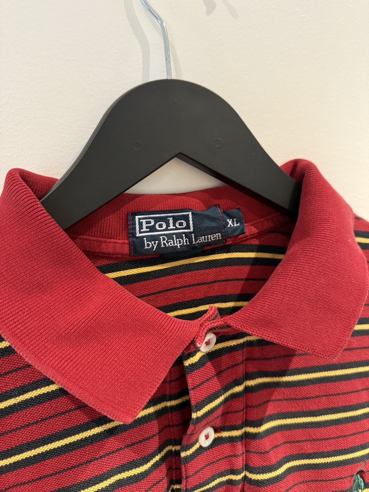 Polo Ralph Lauren × Vintage Vintage Red Striped Polo Size US L / EU 52-54 / 3 - 3 Thumbnail